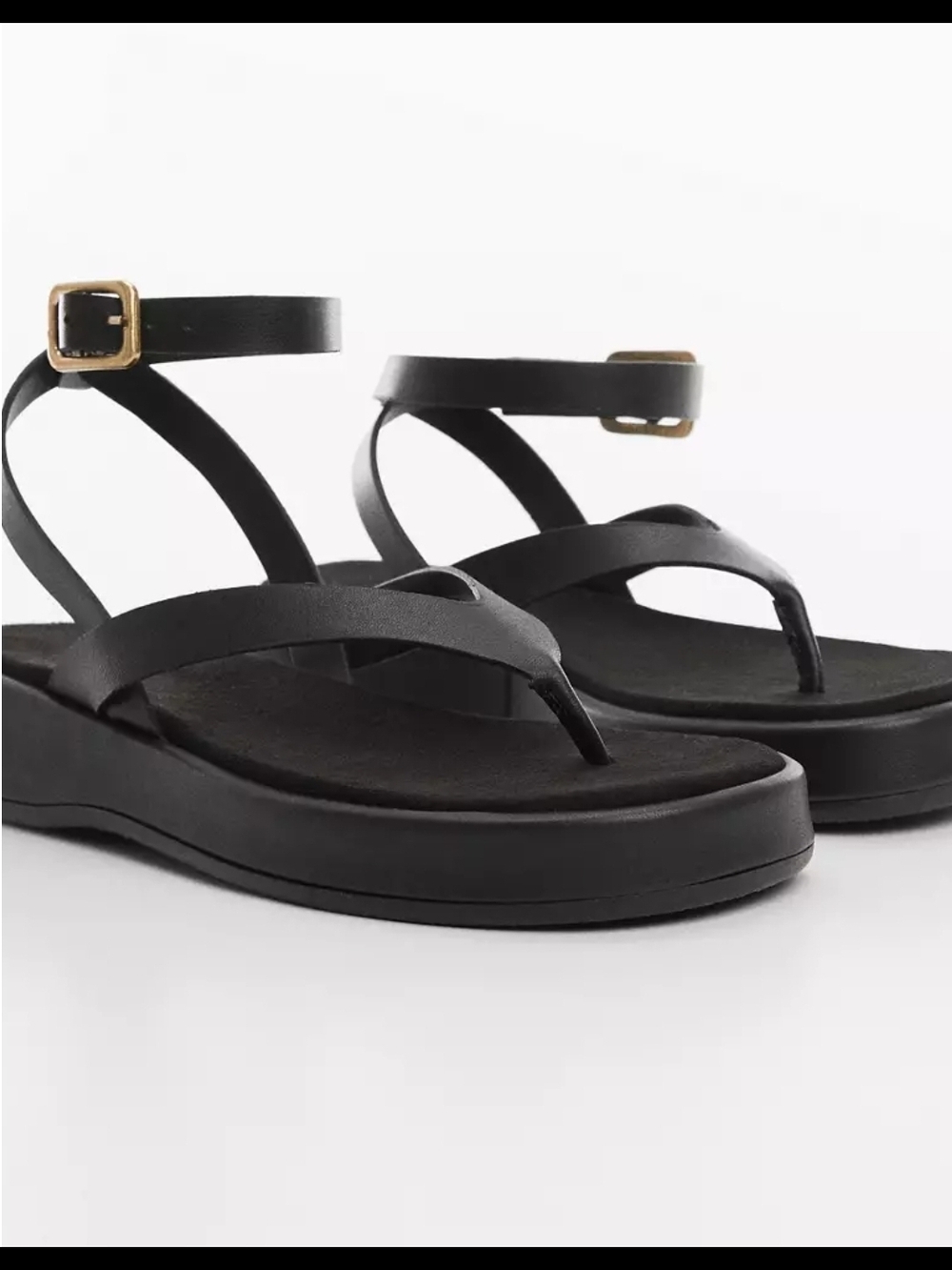 Mango Black Platform Ankle-Strap Sandals - Picture 3 of 8